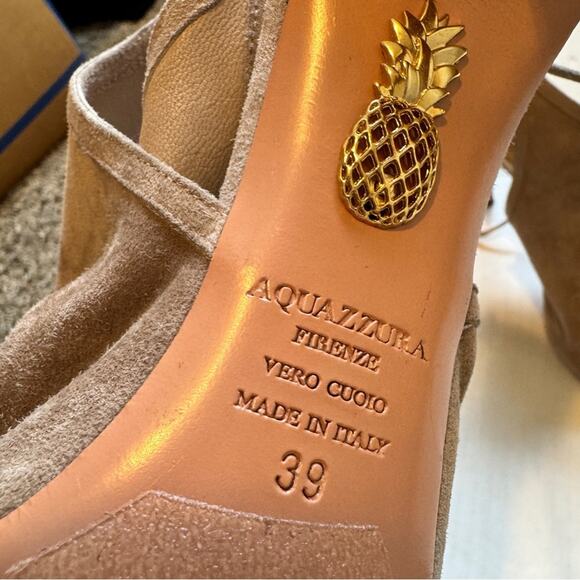 Aquazurra Sexy Thing Tan Leather Stiletto Heels Womens 8.5 Lace Up Luxury Shoes - Picture 5 of 10